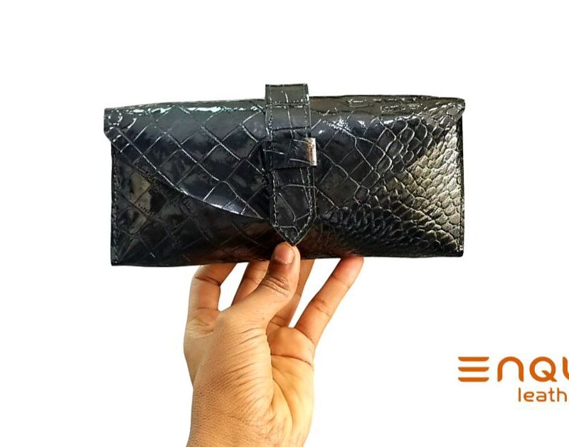 Leather Crocodile-Embossed Wallet